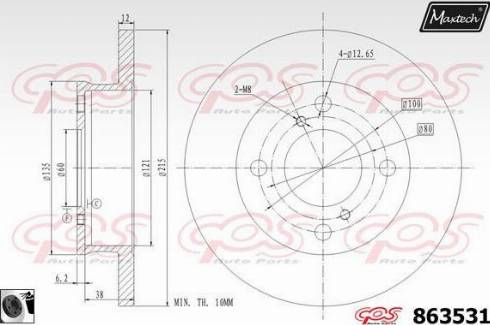 Maxtech 863531.0060 - Гальмівний диск autocars.com.ua