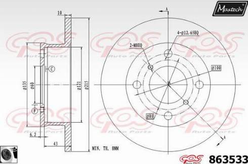 Maxtech 863533.0060 - Гальмівний диск autocars.com.ua