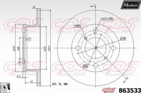 Maxtech 863533.0080 - Гальмівний диск autocars.com.ua