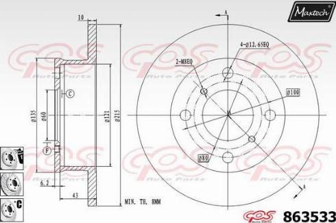 Maxtech 863533.6980 - Гальмівний диск autocars.com.ua