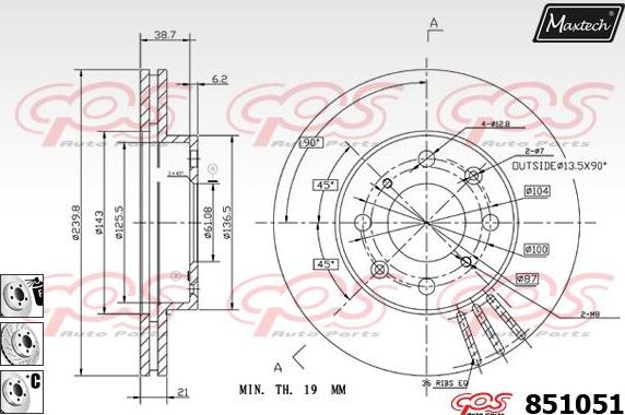 Maxtech 863534 - Гальмівний диск autocars.com.ua