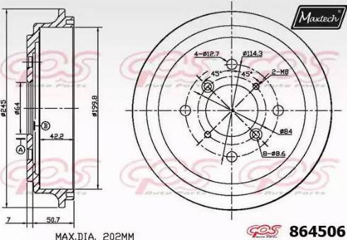 Maxtech 864506.0000 - Гальмівний барабан autocars.com.ua