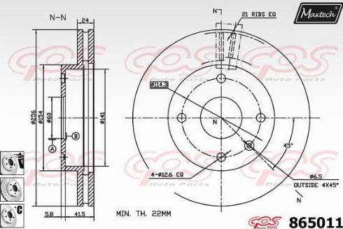 Maxtech 865011.6980 - Гальмівний диск autocars.com.ua