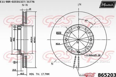 Maxtech 865203.0000 - Гальмівний диск autocars.com.ua