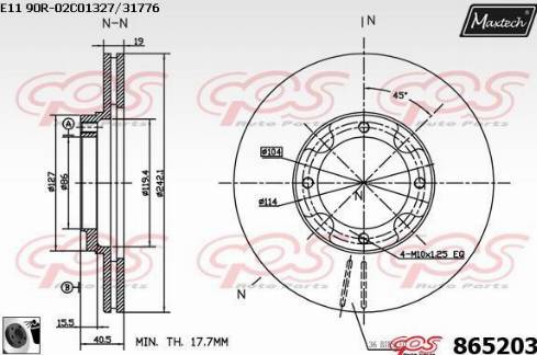 Maxtech 865203.0060 - Гальмівний диск autocars.com.ua