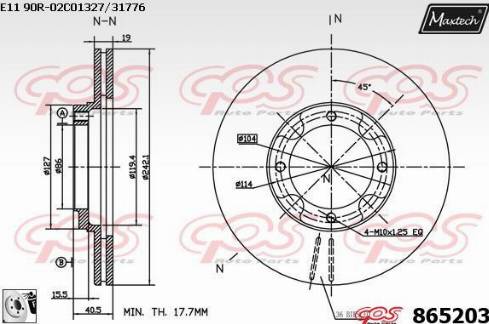 Maxtech 865203.0080 - Гальмівний диск autocars.com.ua