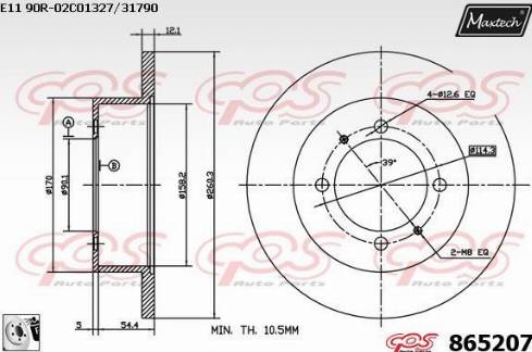 Maxtech 865207.0080 - Гальмівний диск autocars.com.ua