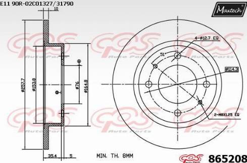 Maxtech 865208.0000 - Гальмівний диск autocars.com.ua