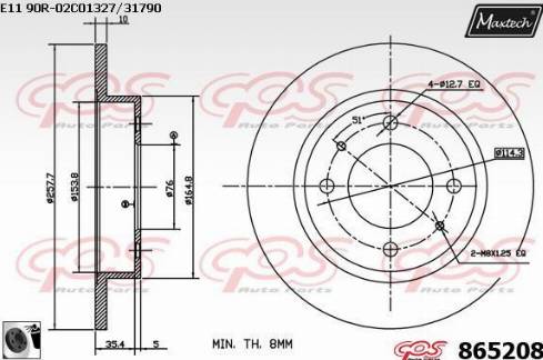 Maxtech 865208.0060 - Гальмівний диск autocars.com.ua