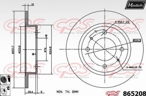 Maxtech 865208.6060 - Гальмівний диск autocars.com.ua