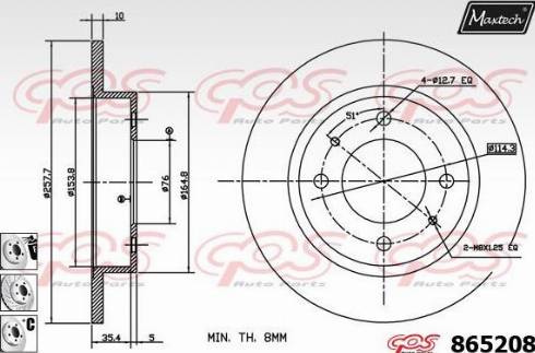 Maxtech 865208.6880 - Гальмівний диск autocars.com.ua