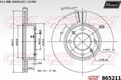 Maxtech 865211.0000 - Гальмівний диск autocars.com.ua