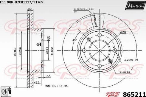 Maxtech 865211.0080 - Гальмівний диск autocars.com.ua