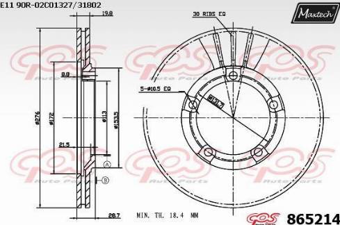 Maxtech 865214.0000 - Гальмівний диск autocars.com.ua