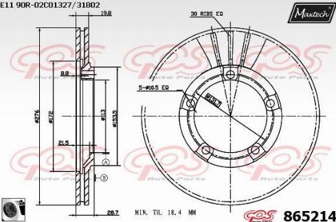 Maxtech 865214.0060 - Гальмівний диск autocars.com.ua