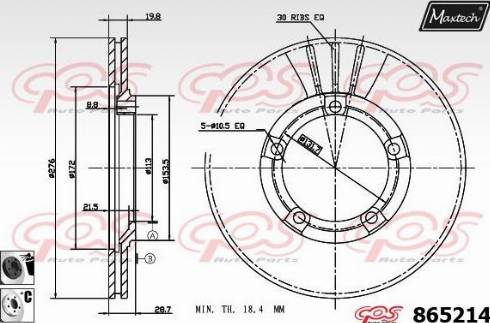 Maxtech 865214.6060 - Гальмівний диск autocars.com.ua