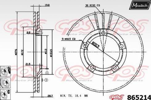 Maxtech 865214.6880 - Гальмівний диск autocars.com.ua