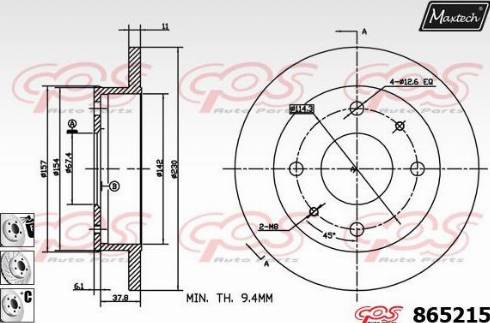 Maxtech 865215.6980 - Гальмівний диск autocars.com.ua