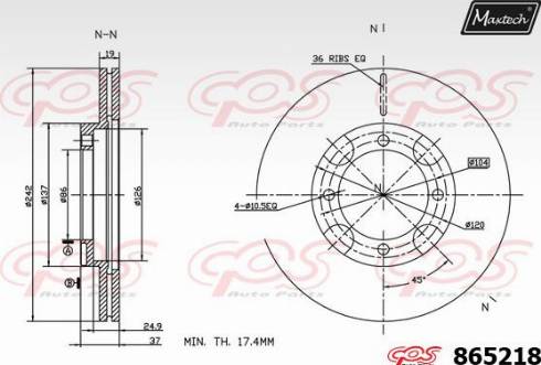 Maxtech 865218.0000 - Гальмівний диск autocars.com.ua