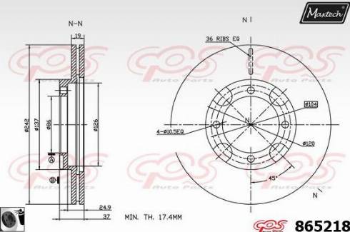 Maxtech 865218.0060 - Гальмівний диск autocars.com.ua