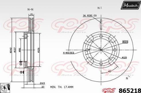 Maxtech 865218.0080 - Гальмівний диск autocars.com.ua