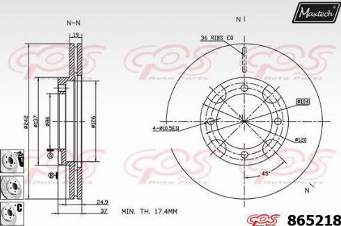 Maxtech 865218.6980 - Гальмівний диск autocars.com.ua