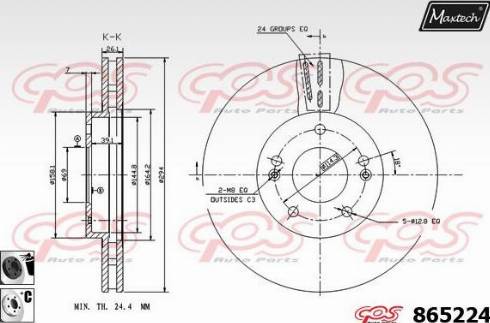 Maxtech 865224.6060 - Гальмівний диск autocars.com.ua