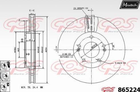 Maxtech 865224.6880 - Гальмівний диск autocars.com.ua