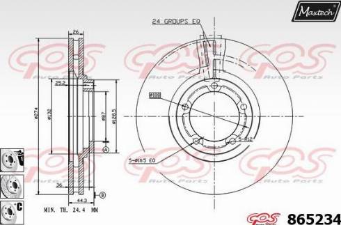 Maxtech 865234.6880 - Гальмівний диск autocars.com.ua