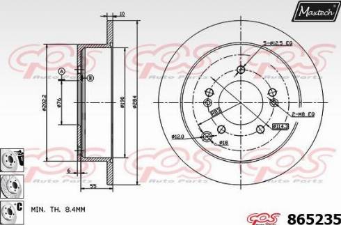 Maxtech 865235.6880 - Гальмівний диск autocars.com.ua