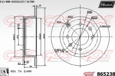 Maxtech 865238.0080 - Гальмівний диск autocars.com.ua