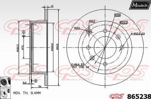 Maxtech 865238.6060 - Гальмівний диск autocars.com.ua