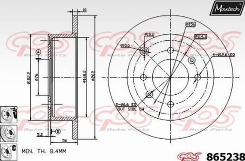 Maxtech 865238.6880 - Гальмівний диск autocars.com.ua