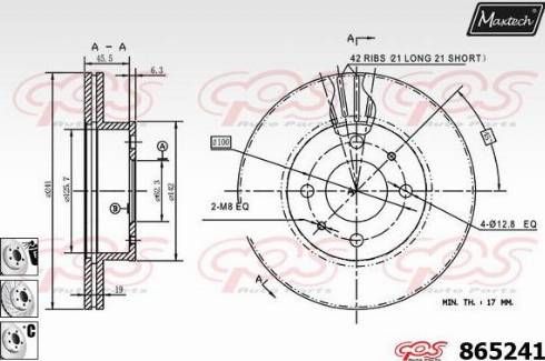 Maxtech 865241.6980 - Гальмівний диск autocars.com.ua