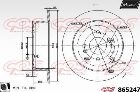 Maxtech 865247.0060 - Гальмівний диск autocars.com.ua