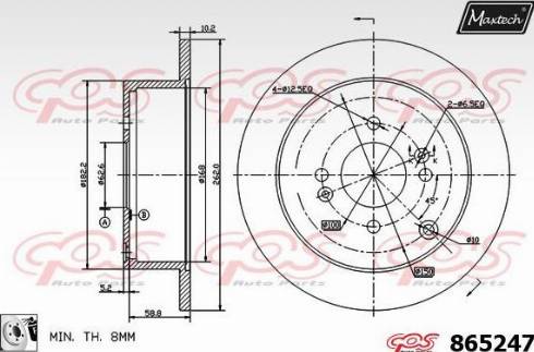 Maxtech 865247.0080 - Гальмівний диск autocars.com.ua