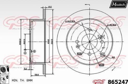 Maxtech 865247.6060 - Гальмівний диск autocars.com.ua