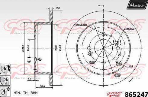 Maxtech 865247.6880 - Гальмівний диск autocars.com.ua