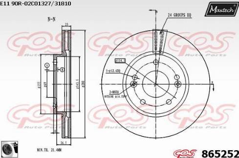 Maxtech 865252.0060 - Гальмівний диск autocars.com.ua