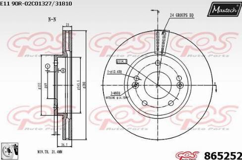 Maxtech 865252.0080 - Гальмівний диск autocars.com.ua