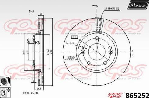 Maxtech 865252.6060 - Гальмівний диск autocars.com.ua