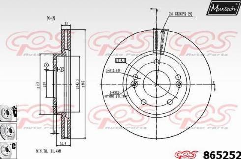 Maxtech 865252.6880 - Гальмівний диск autocars.com.ua