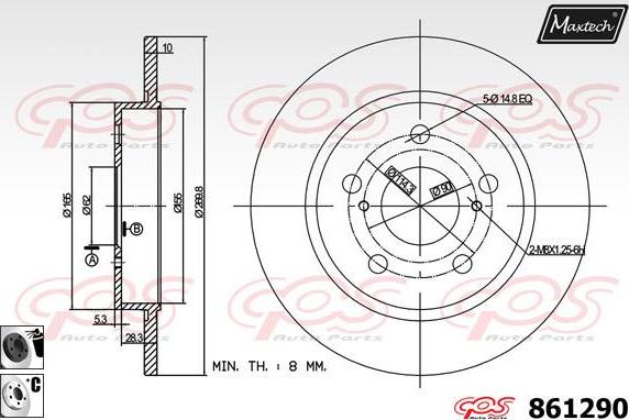 Maxtech 865252 - Гальмівний диск autocars.com.ua