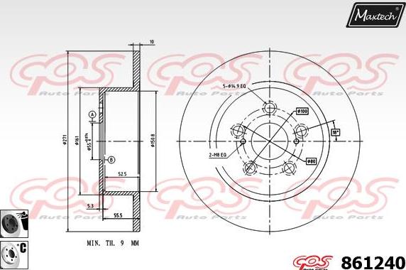 Maxtech 865262 - Гальмівний диск autocars.com.ua