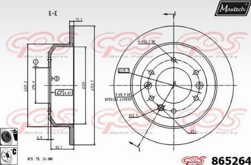 Maxtech 865264.6060 - Гальмівний диск autocars.com.ua