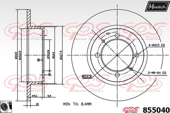 Maxtech 865264 - Гальмівний диск autocars.com.ua