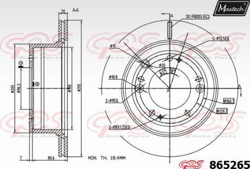 Maxtech 865265.0000 - Тормозной диск autodnr.net