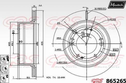 Maxtech 865265.6880 - Тормозной диск autodnr.net