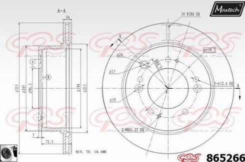 Maxtech 865266.0060 - Гальмівний диск autocars.com.ua