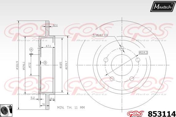 Maxtech 865267 - Гальмівний диск autocars.com.ua